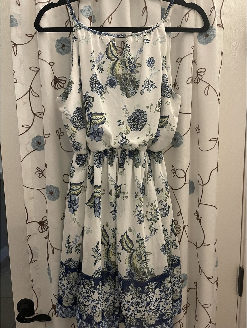 Blue Rain | S | White Blue Floral Sleeveless Dress